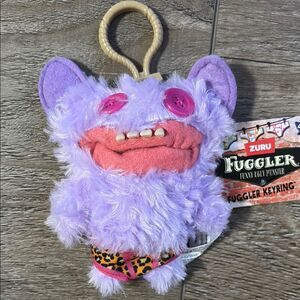 Zuru Fuggler Funny Ugly Monster Purple Plush Keyring Bag Charm Teeth Button Eyes